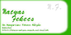 matyas fekecs business card